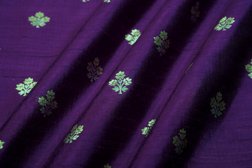 Purple Handwoven Banarasi Raw Silk Fabric