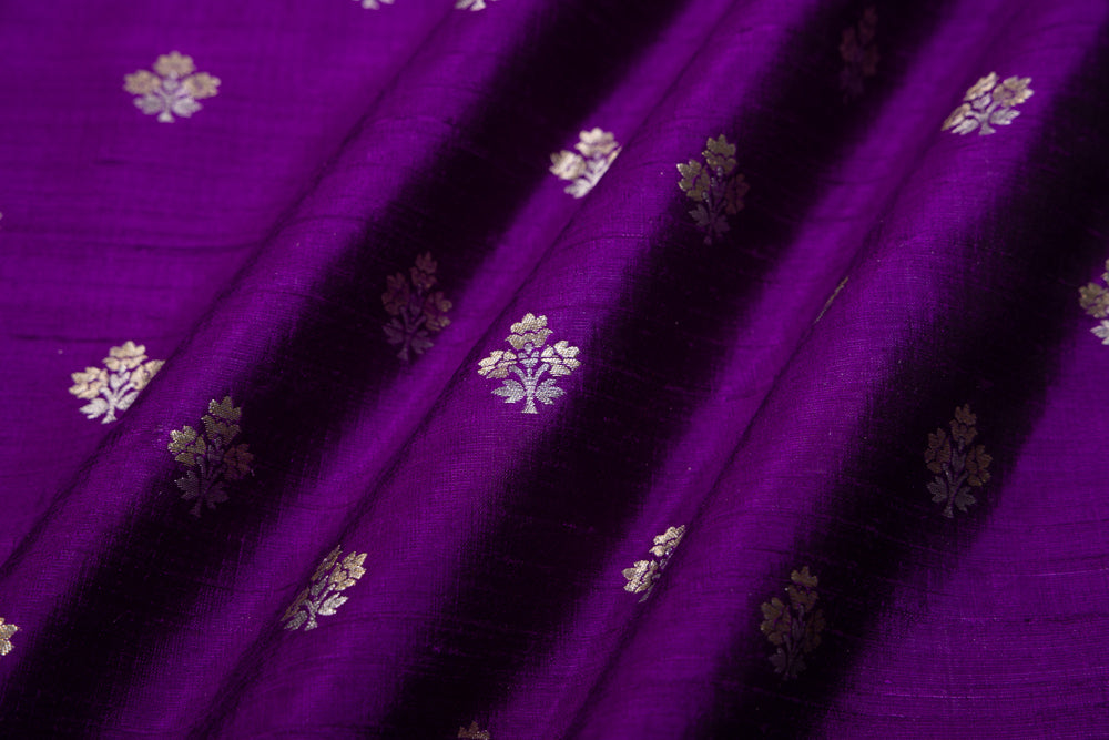 Purple Handwoven Banarasi Raw Silk Fabric
