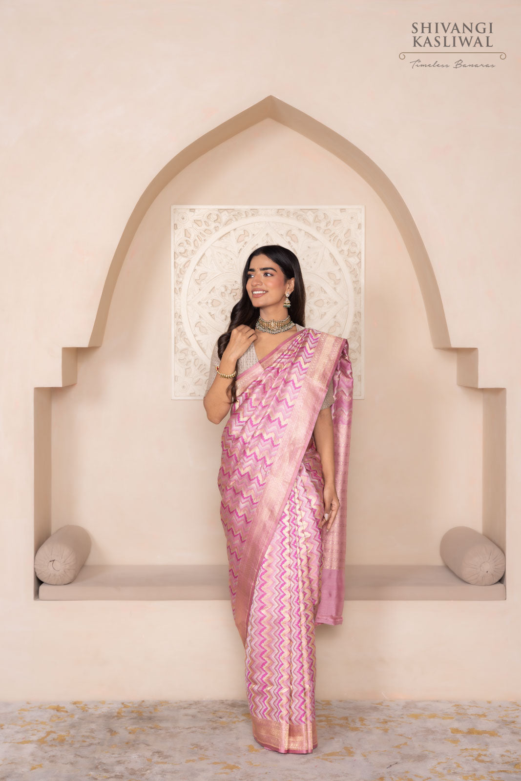 Pink Handwoven Banarasi Silk Saree
