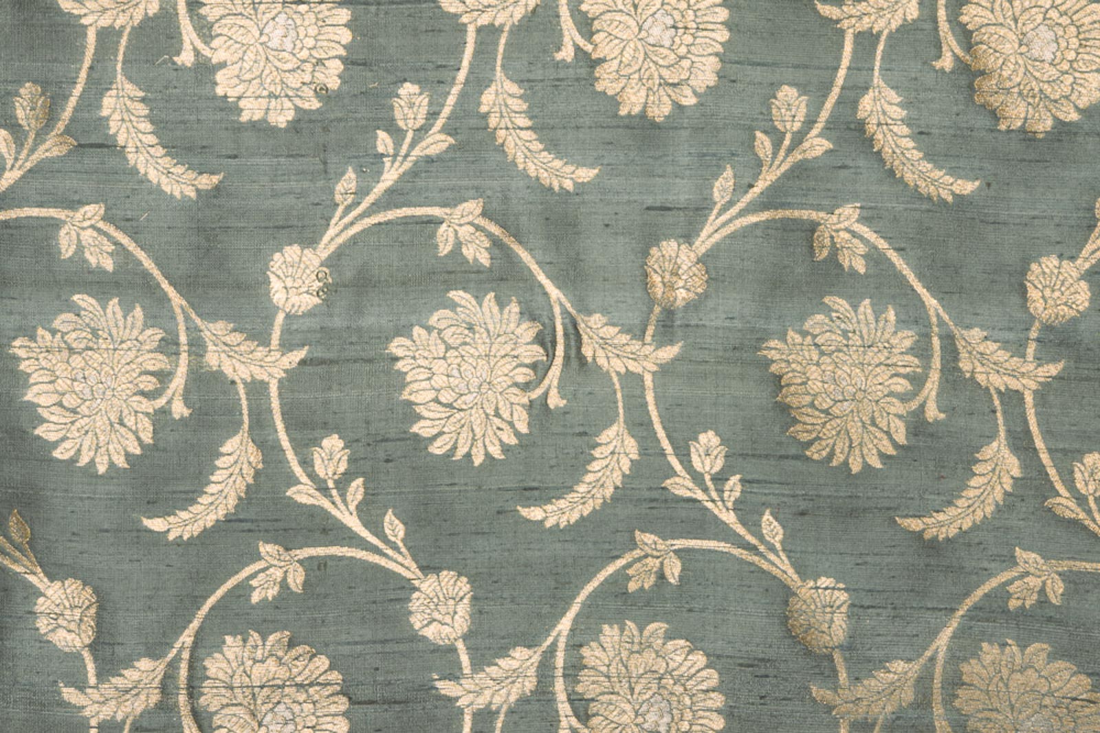 Grey Handwoven Banarasi Raw Silk Fabric