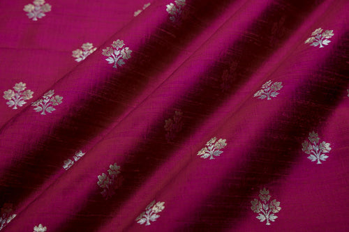 Magenta Pink Handwoven Banarasi Raw Silk Fabric