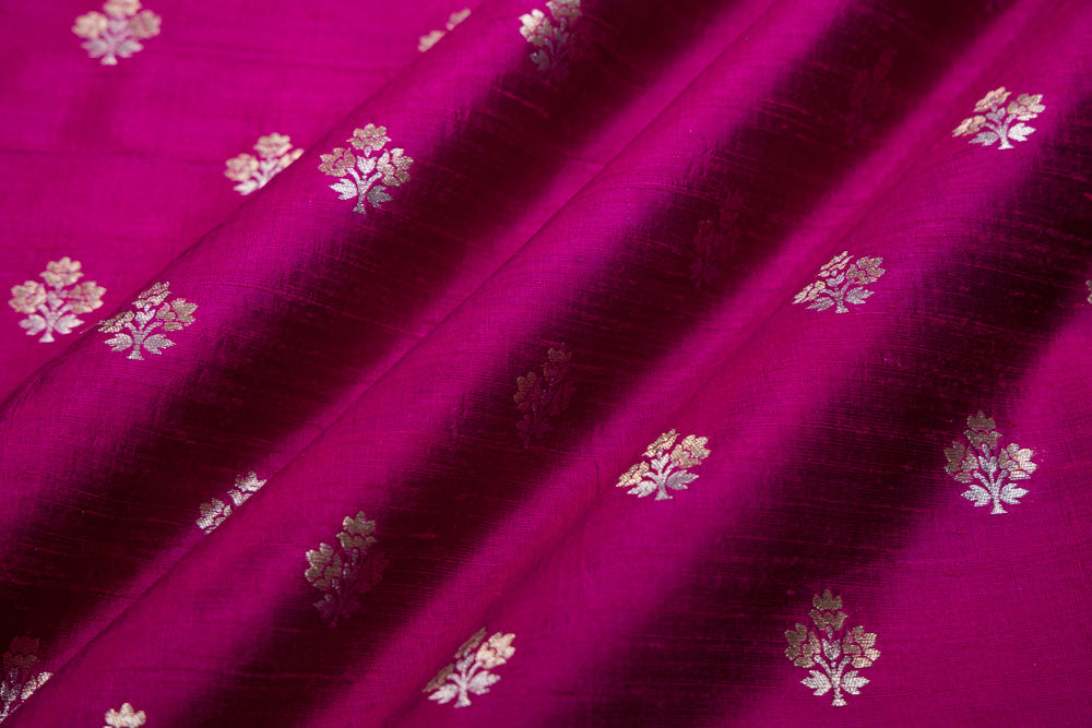 Magenta Pink Handwoven Banarasi Raw Silk Fabric