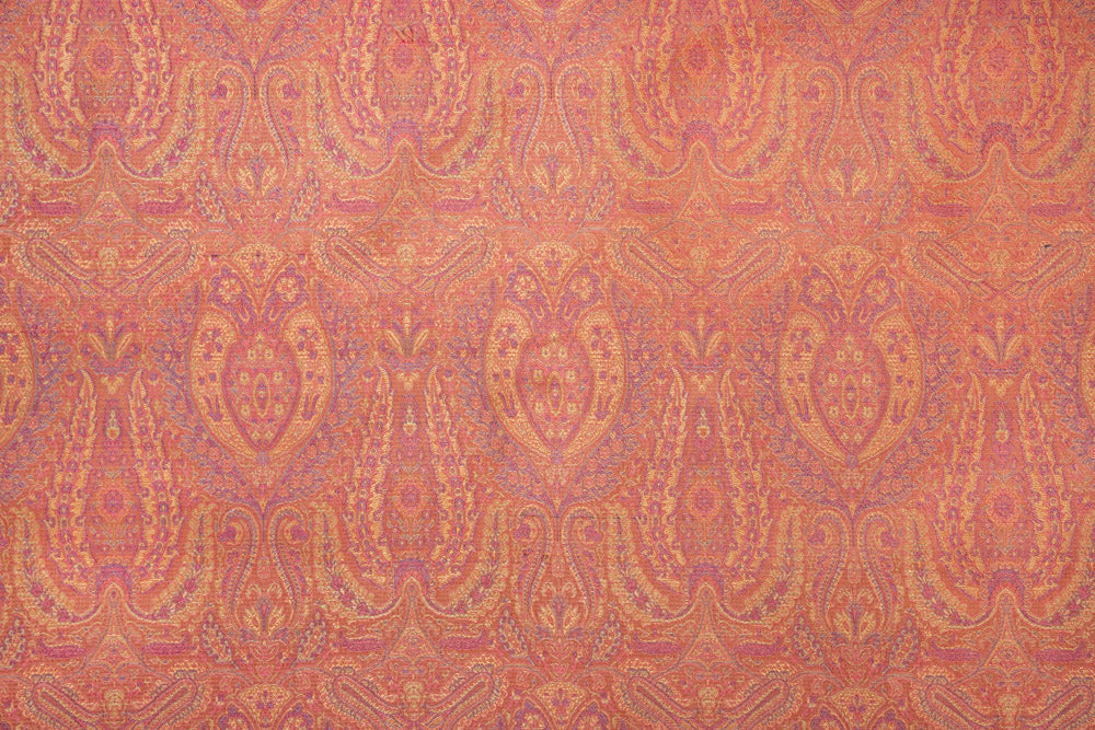 Peach Handwoven Banarasi Tanchoi Silk Fabric