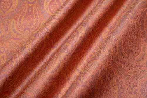 Peach Handwoven Banarasi Tanchoi Silk Fabric