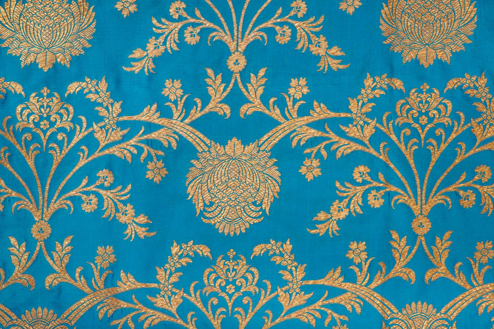 Blue Handwoven Banarasi Silk Fabric