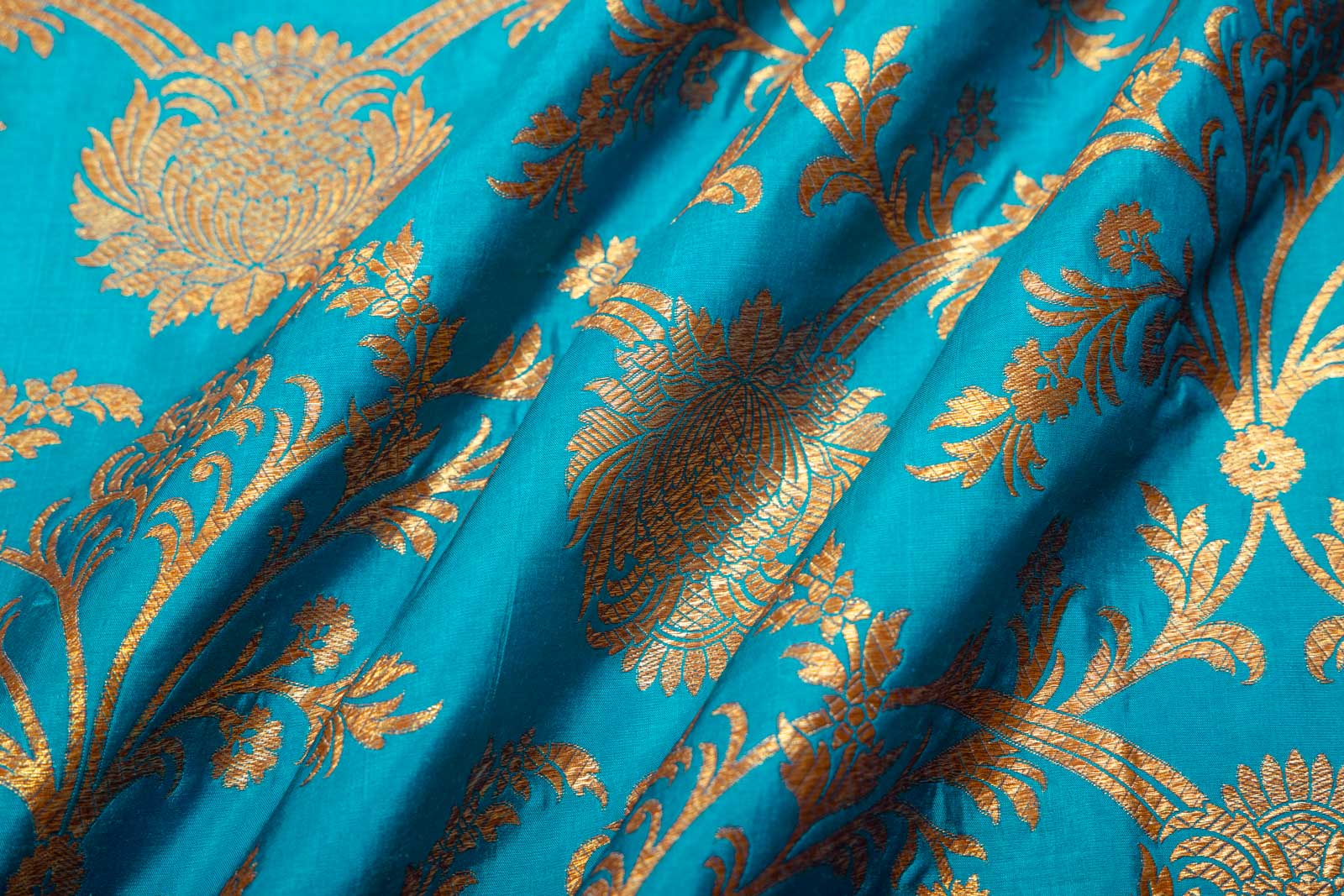 Blue Handwoven Banarasi Silk Fabric