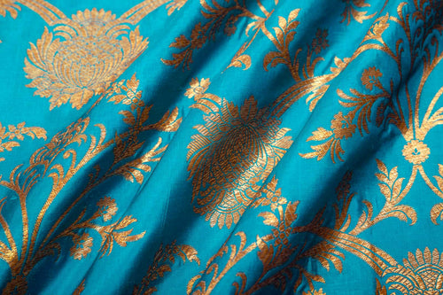 Blue Handwoven Banarasi Silk Fabric