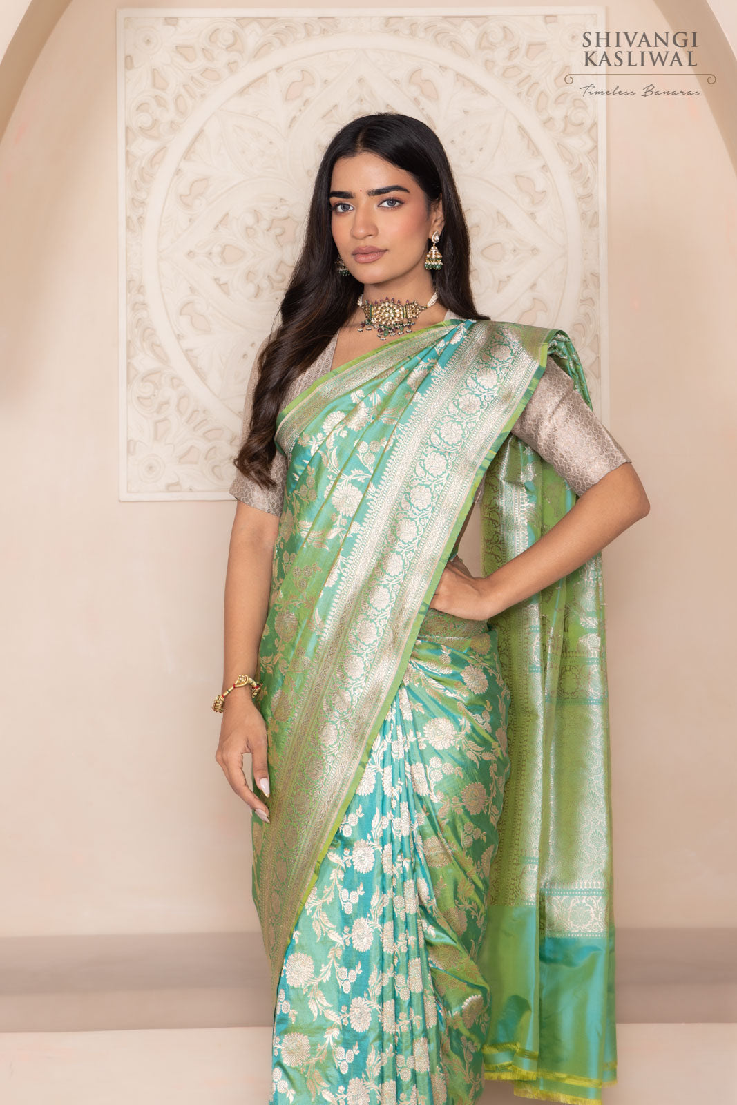 Green Dual Tone Handwoven Banarasi Silk Saree