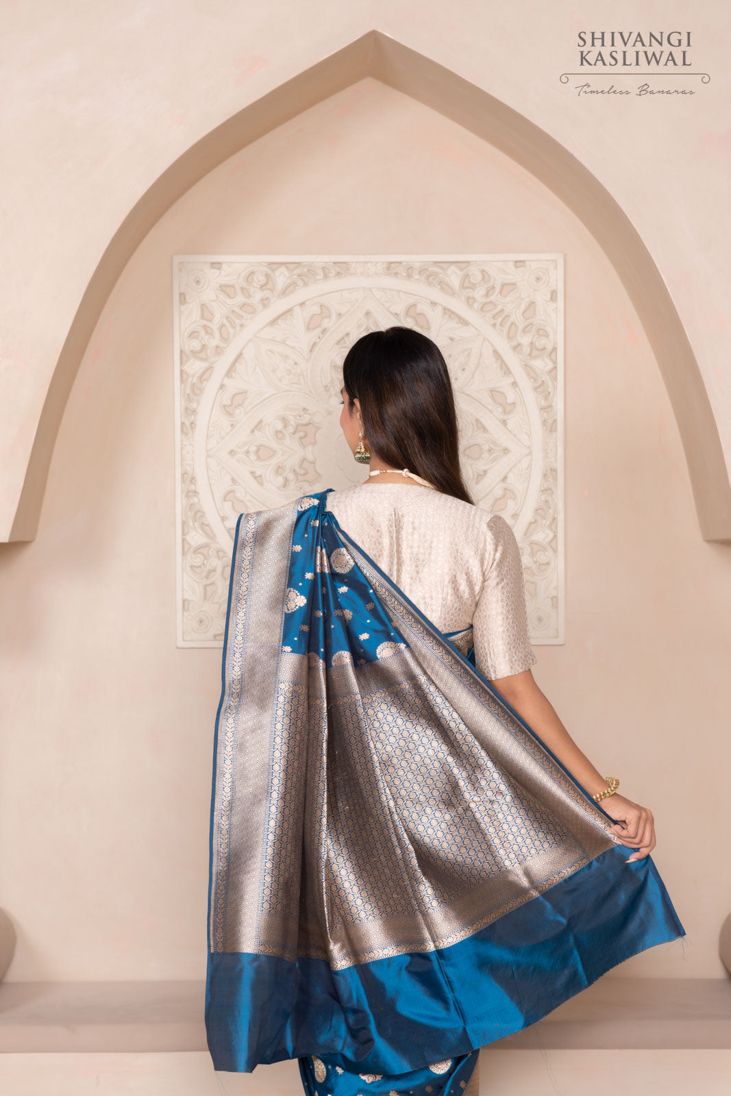 Blue Dual Tone Handwoven Banarasi Silk Saree