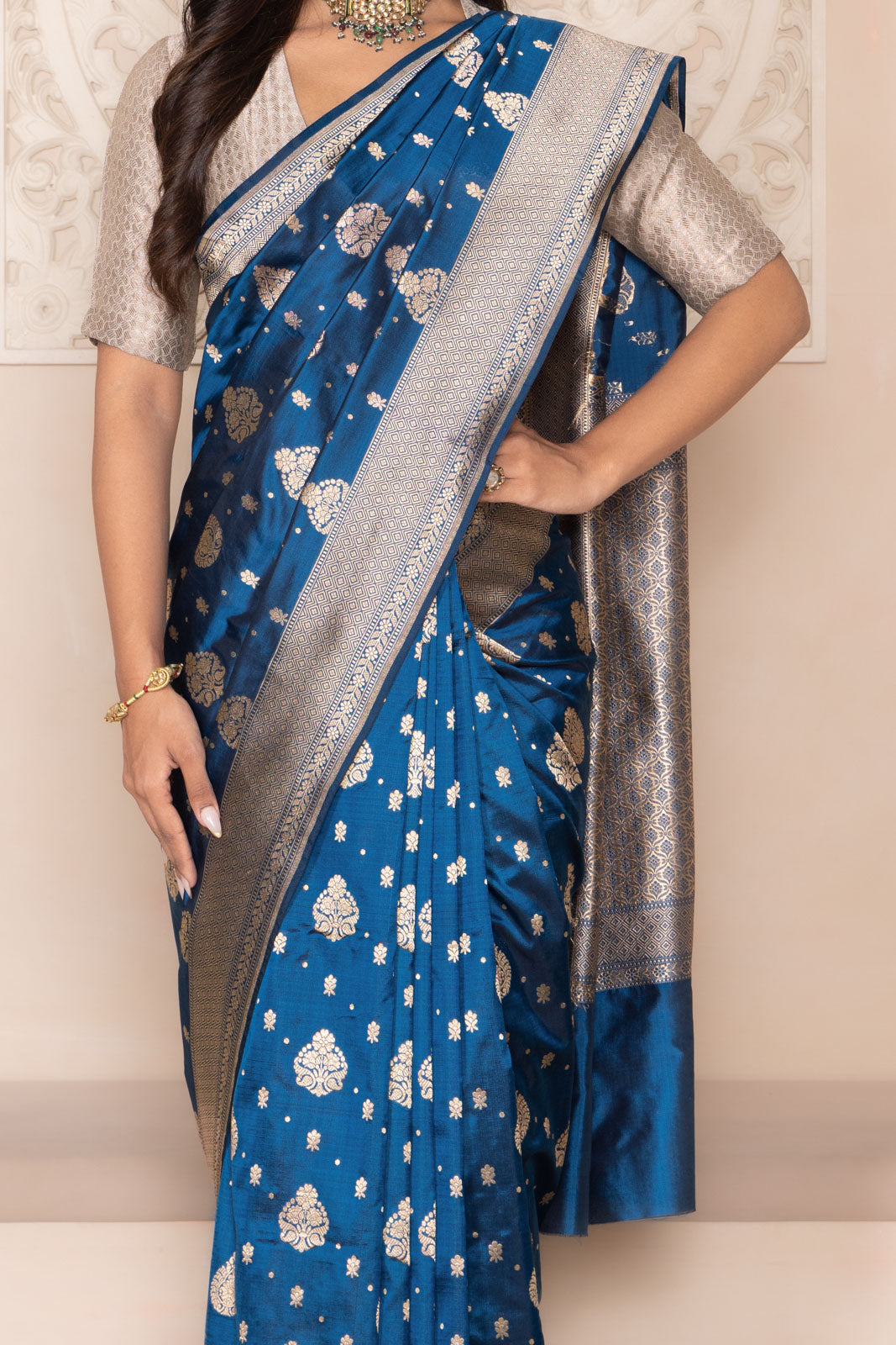 Blue Dual Tone Handwoven Banarasi Silk Saree