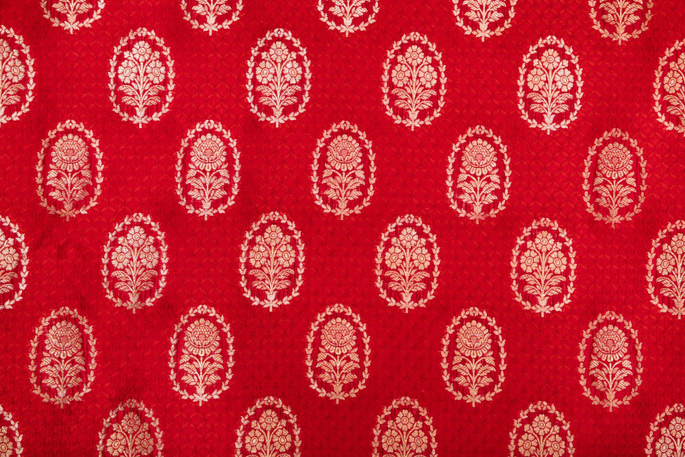 Red Handwoven Banarasi Silk Fabric