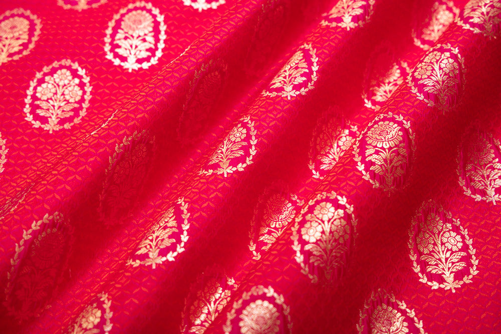 Pink Handwoven Banarasi Silk Fabric