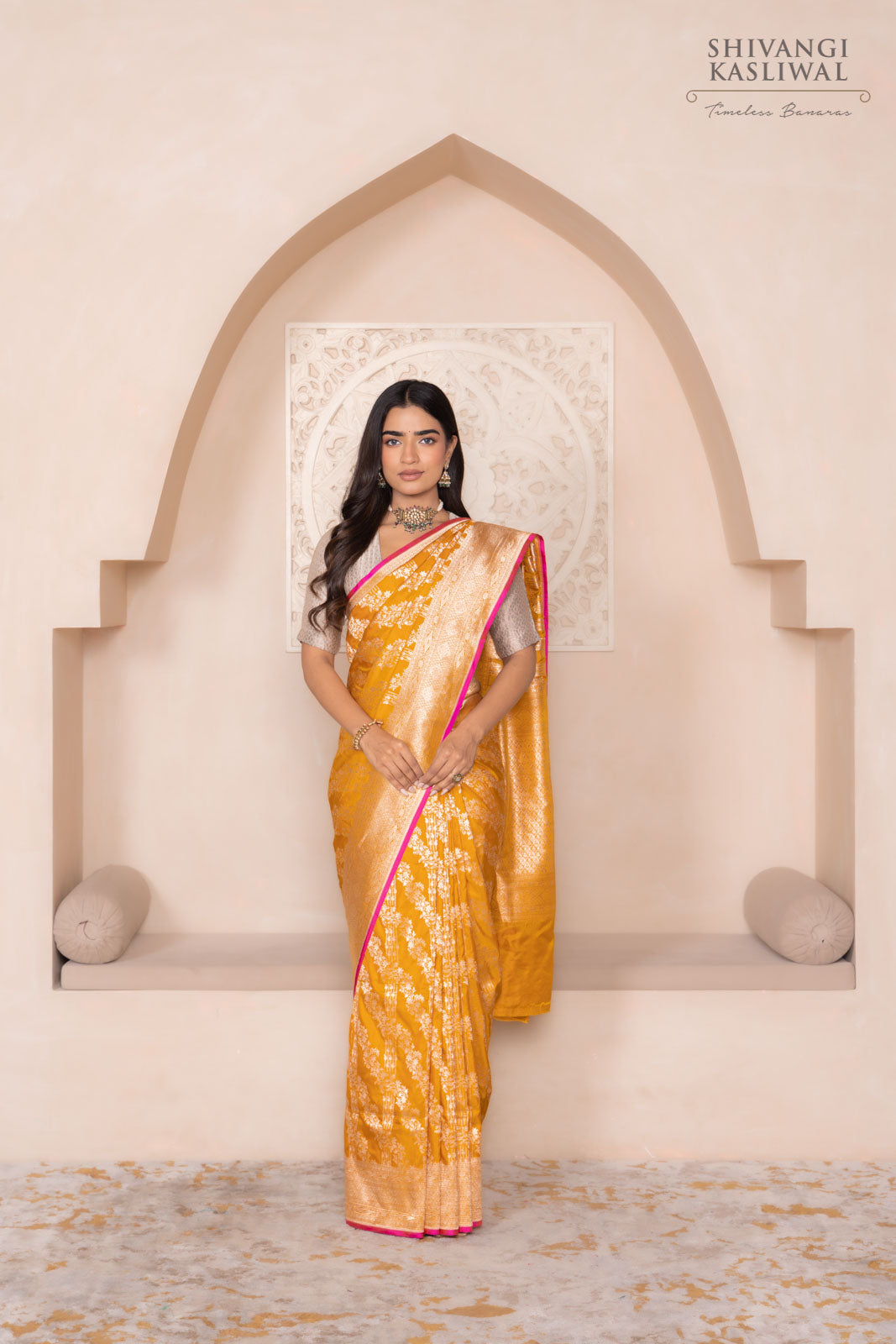 Mustard Yellow Handwoven Banarasi Silk Saree