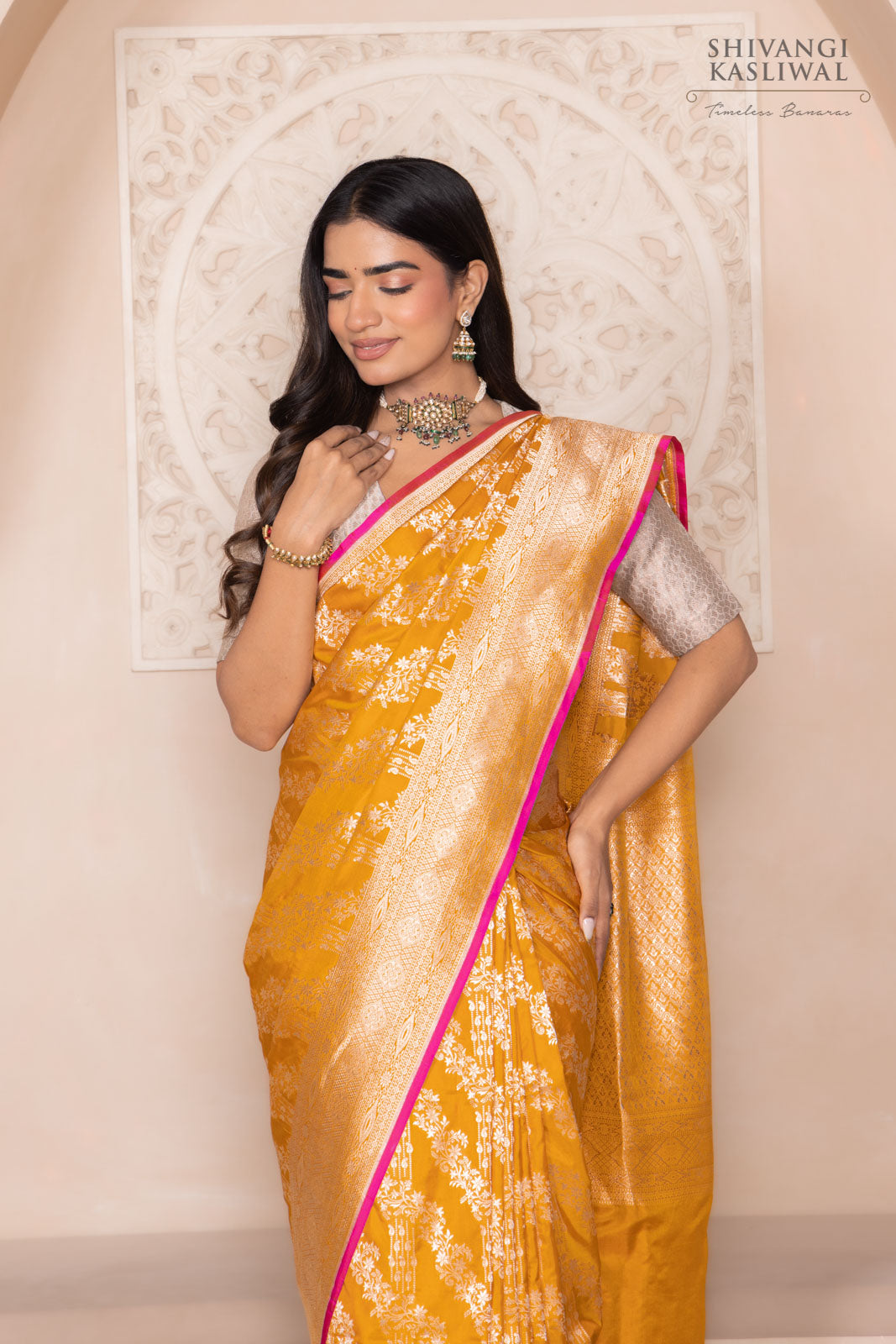 Mustard Yellow Handwoven Banarasi Silk Saree