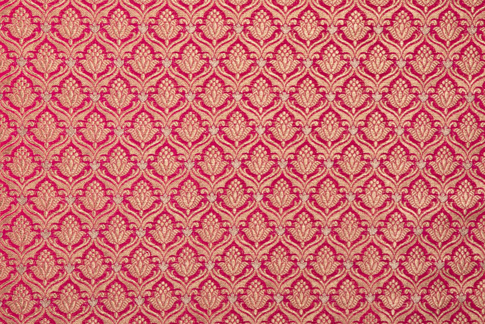 Fuchsia Pink Handwoven Banarasi Brocade Fabric