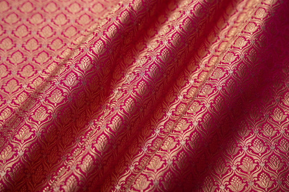 Fuchsia Pink Handwoven Banarasi Brocade Fabric