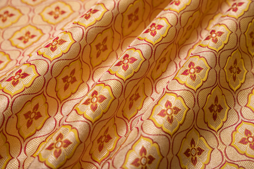 Yellow Handwoven Banarasi Silk Fabric