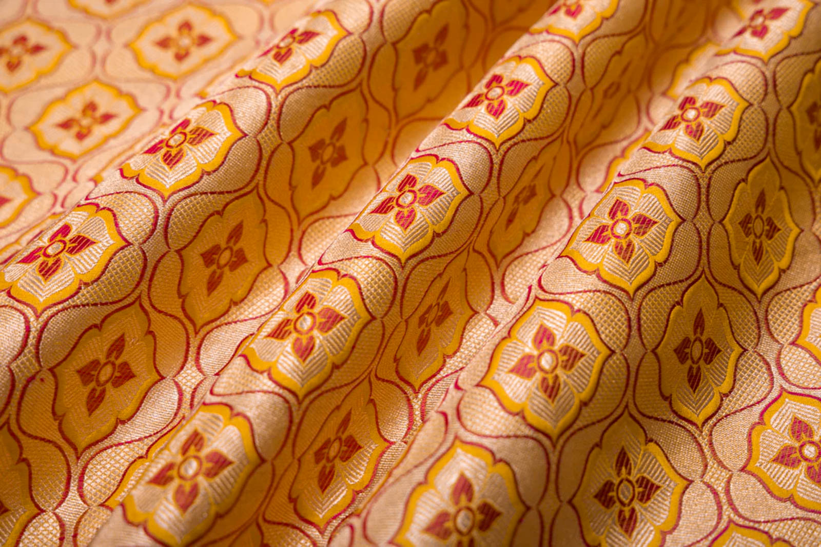 Yellow Handwoven Banarasi Silk Fabric