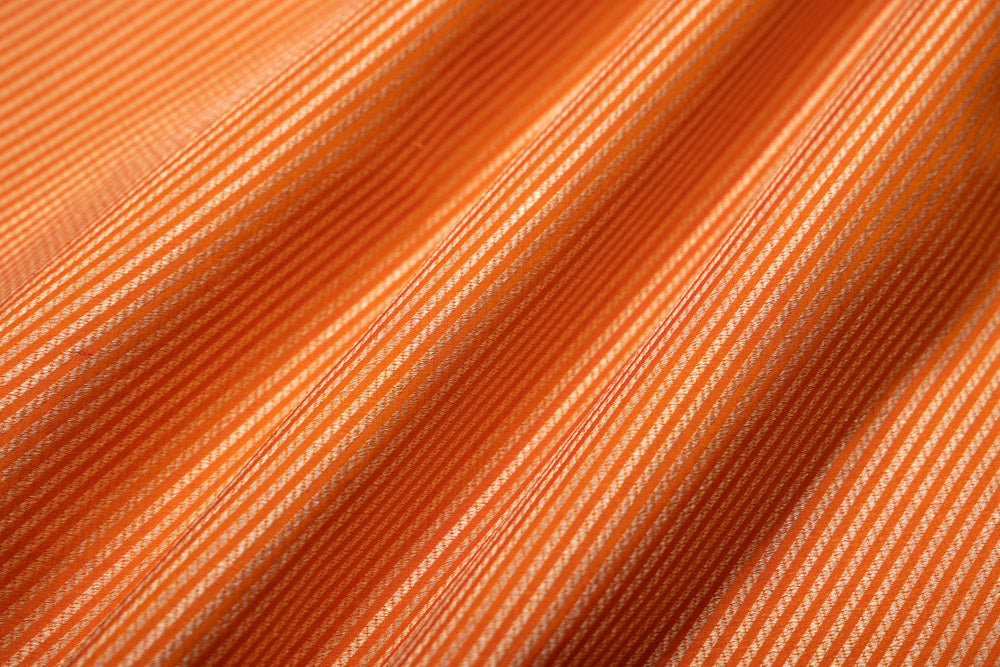 Orange Handwoven Banarasi Brocade Fabric