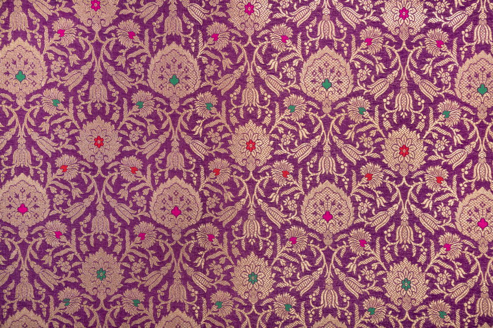 Magenta Pink Handwoven Banarasi Brocade Fabric