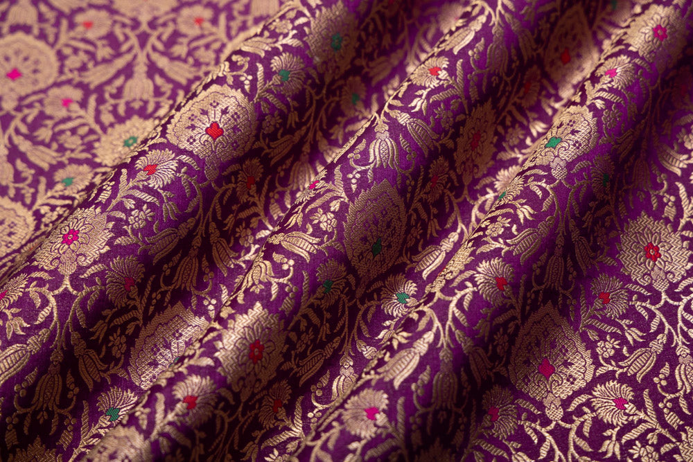 Magenta Pink Handwoven Banarasi Brocade Fabric