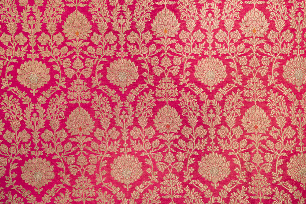 Pink Dual Tone Handwoven Banarasi Brocade Fabric
