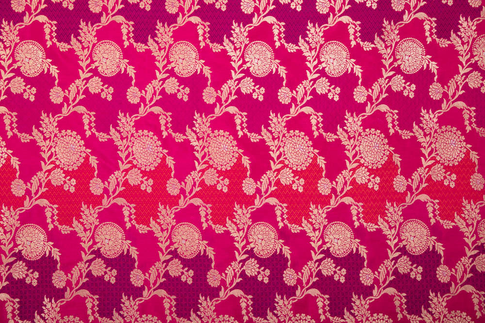 Pink Multicolor Handwoven Banarasi Silk Fabric
