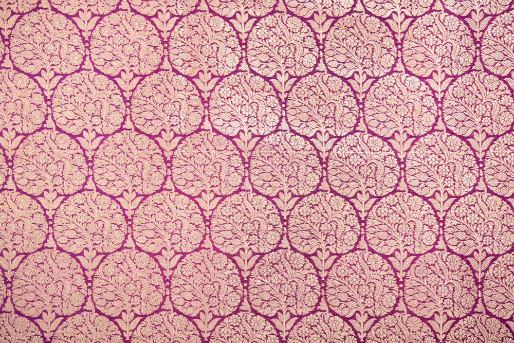 Magenta Pink Handwoven Banarasi Brocade Fabric