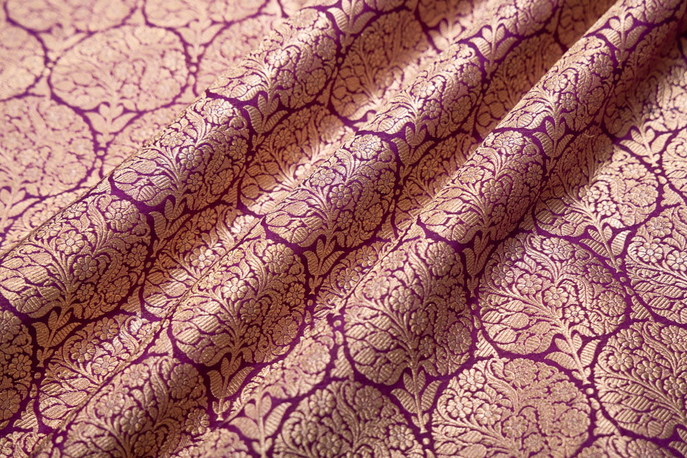 Magenta Pink Handwoven Banarasi Brocade Fabric