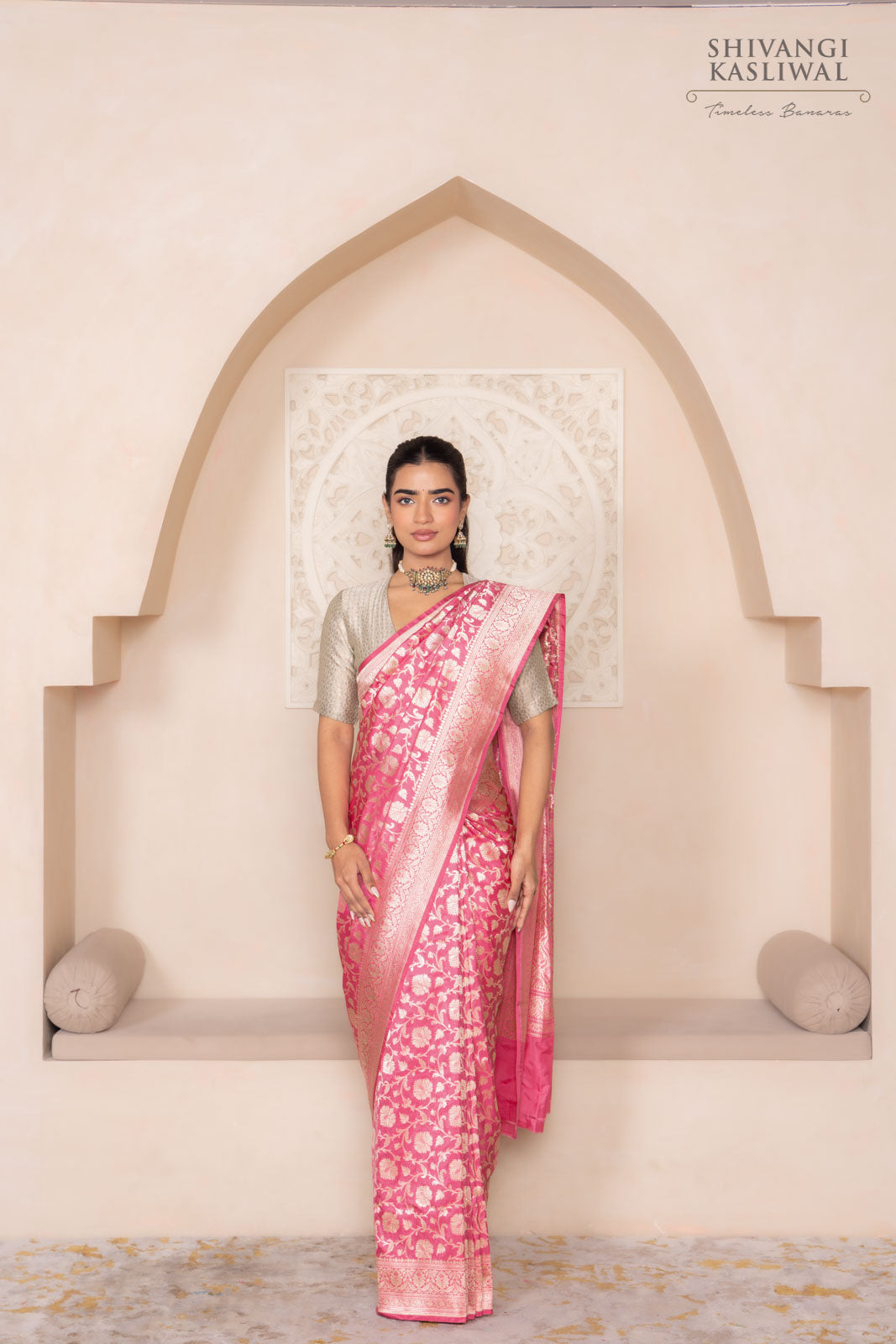 Pink Handwoven Banarasi Silk Saree