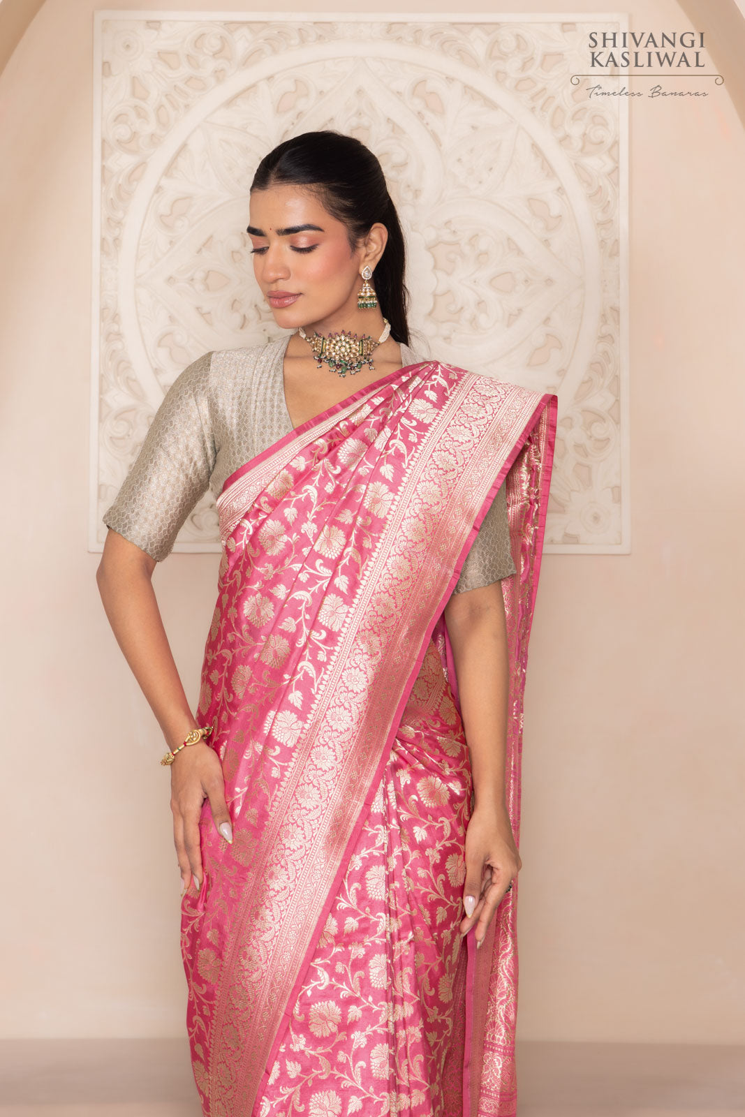 Pink Handwoven Banarasi Silk Saree