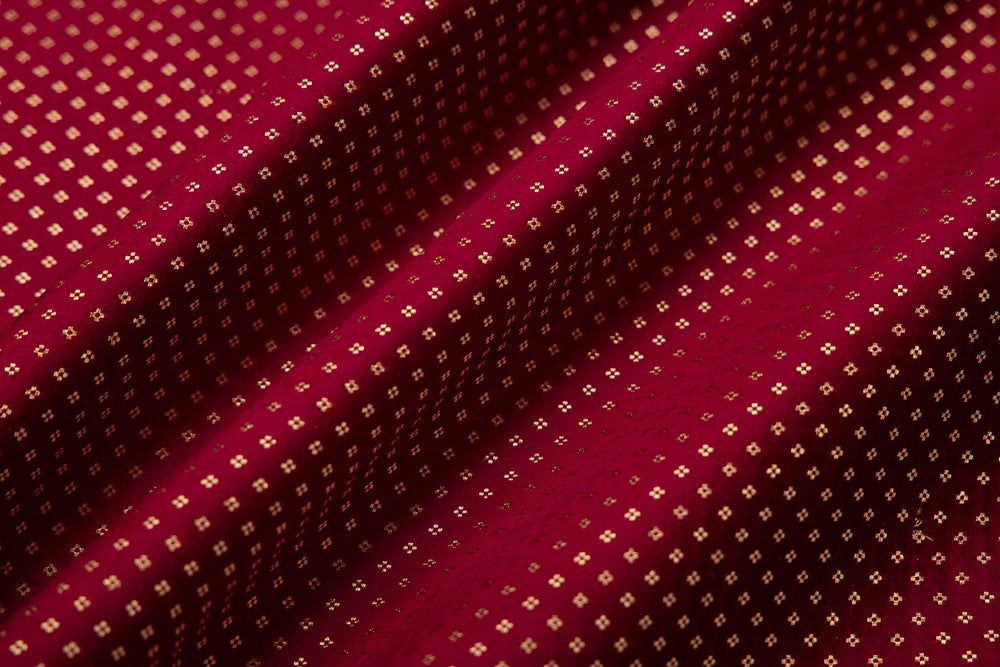 Maroon Handwoven Banarasi Mashru Silk Fabric