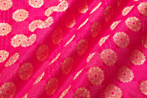 Fuchsia Pink Handwoven Banarasi Silk Fabric