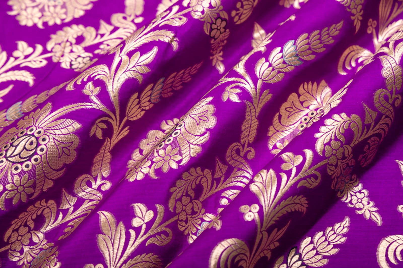 Purple Handwoven Banarasi Silk Fabric