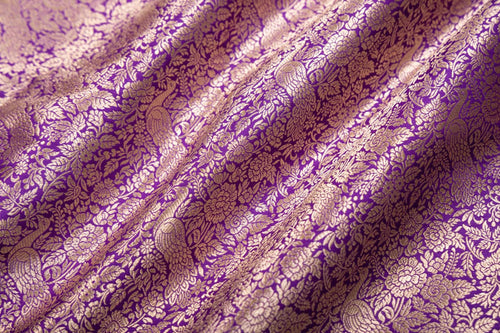 Magenta Pink Handwoven Banarasi Silk Fabric