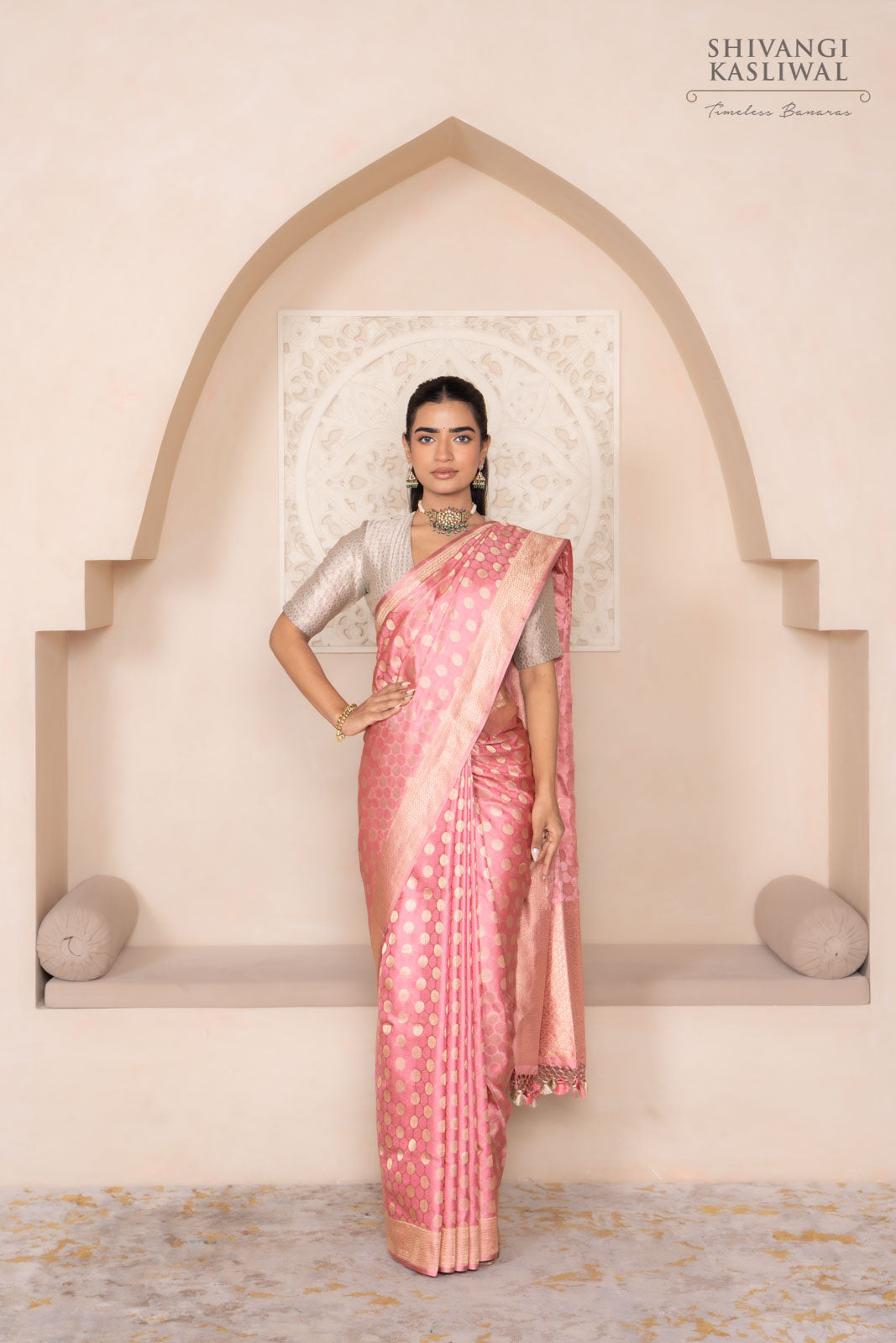 Pink Handwoven Banarasi Silk Saree