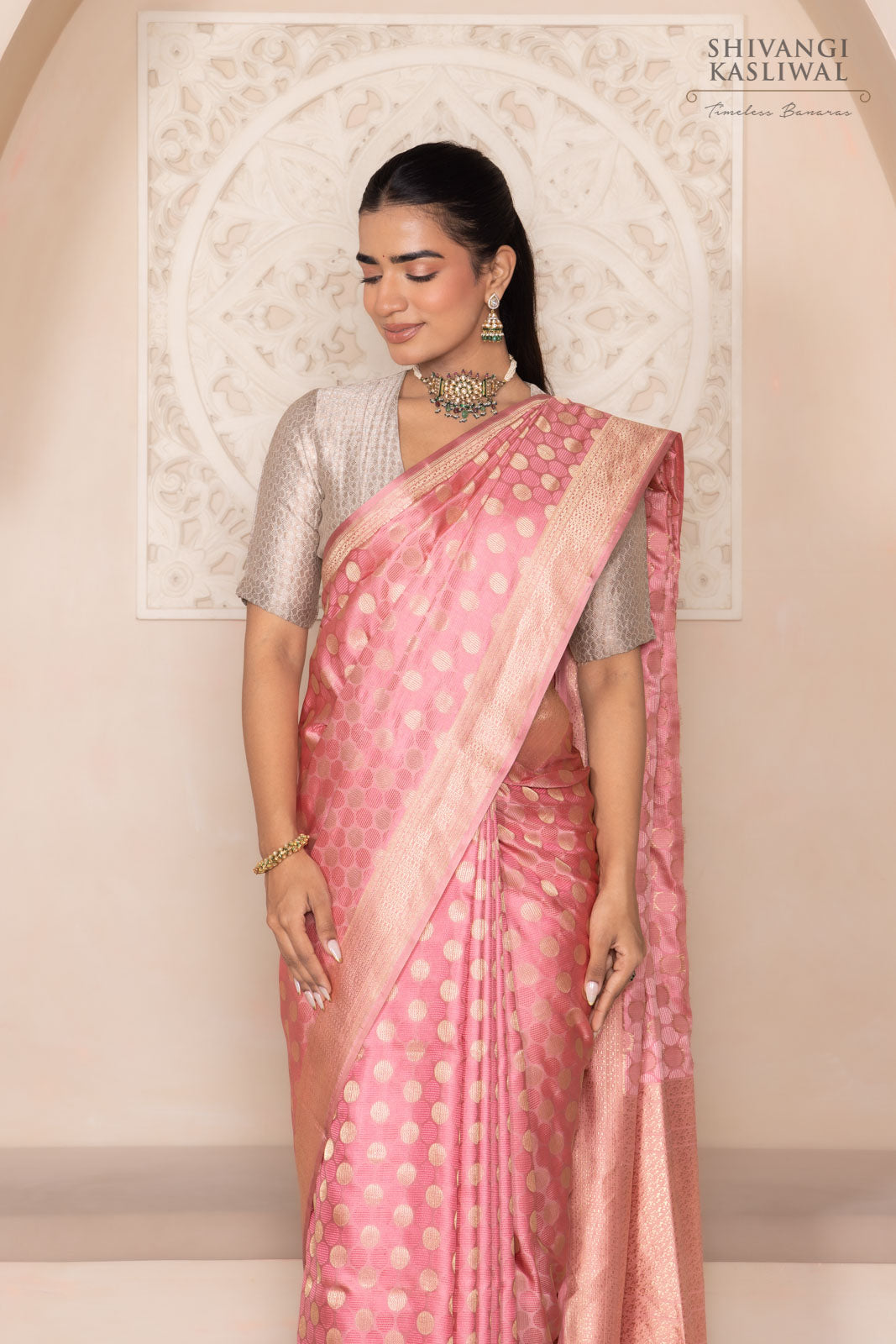 Pink Handwoven Banarasi Silk Saree