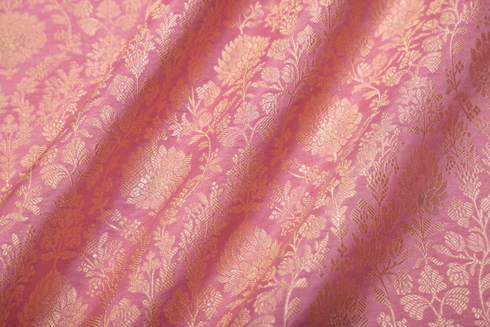 Baby Pink Handwoven Banarasi Brocade Fabric