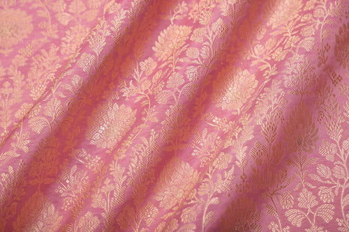 Baby Pink Handwoven Banarasi Brocade Fabric