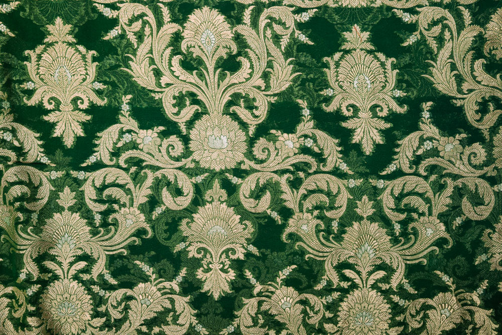 Green Handwoven Banarasi Georgette Fabric