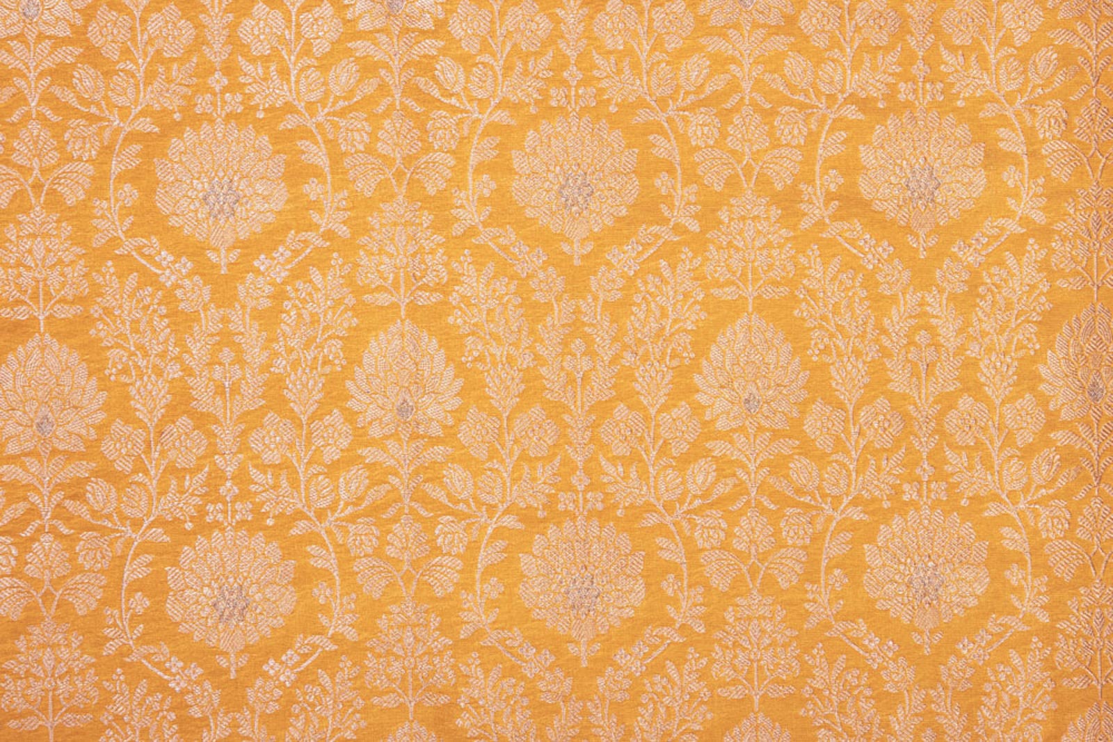 Yellow Handwoven Banarasi Brocade Fabric