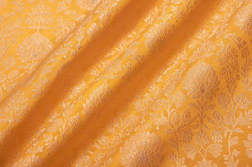 Yellow Handwoven Banarasi Brocade Fabric