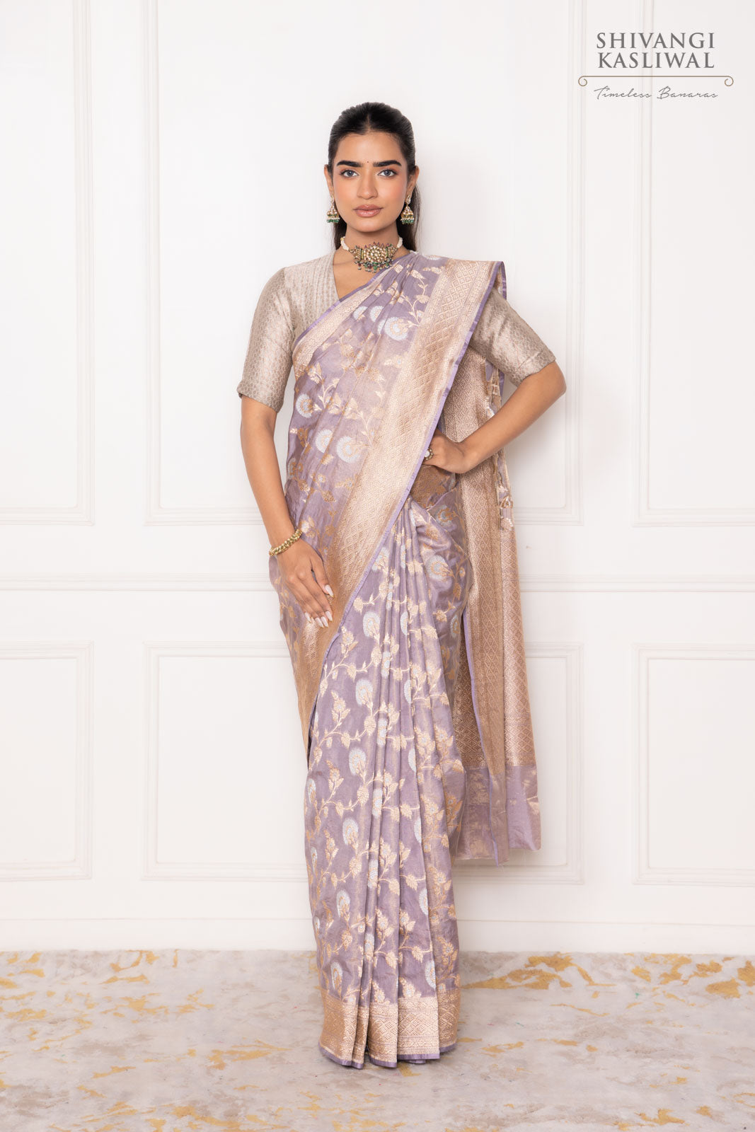 Mauve Handwoven Banarasi Silk Saree