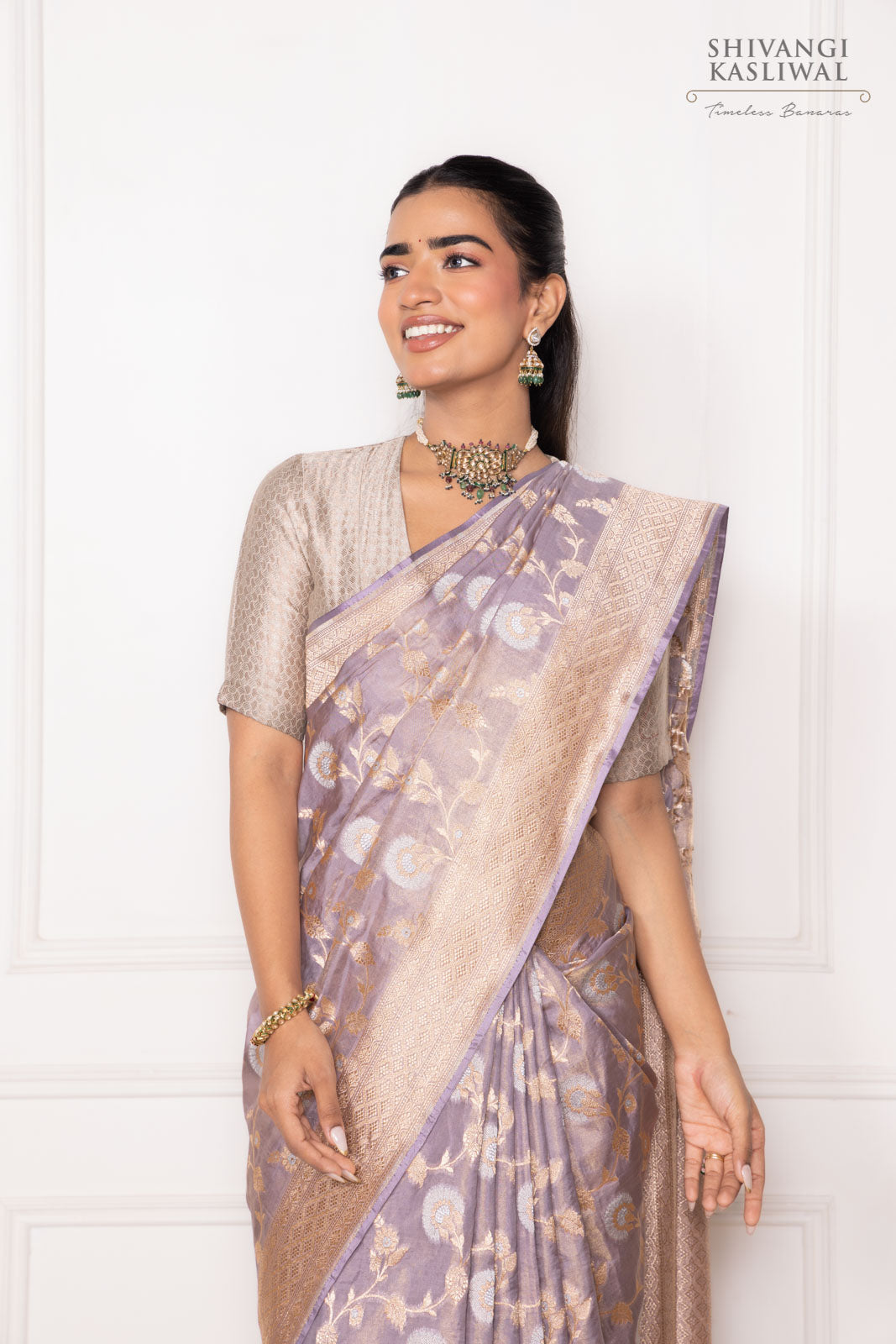 Mauve Handwoven Banarasi Silk Saree
