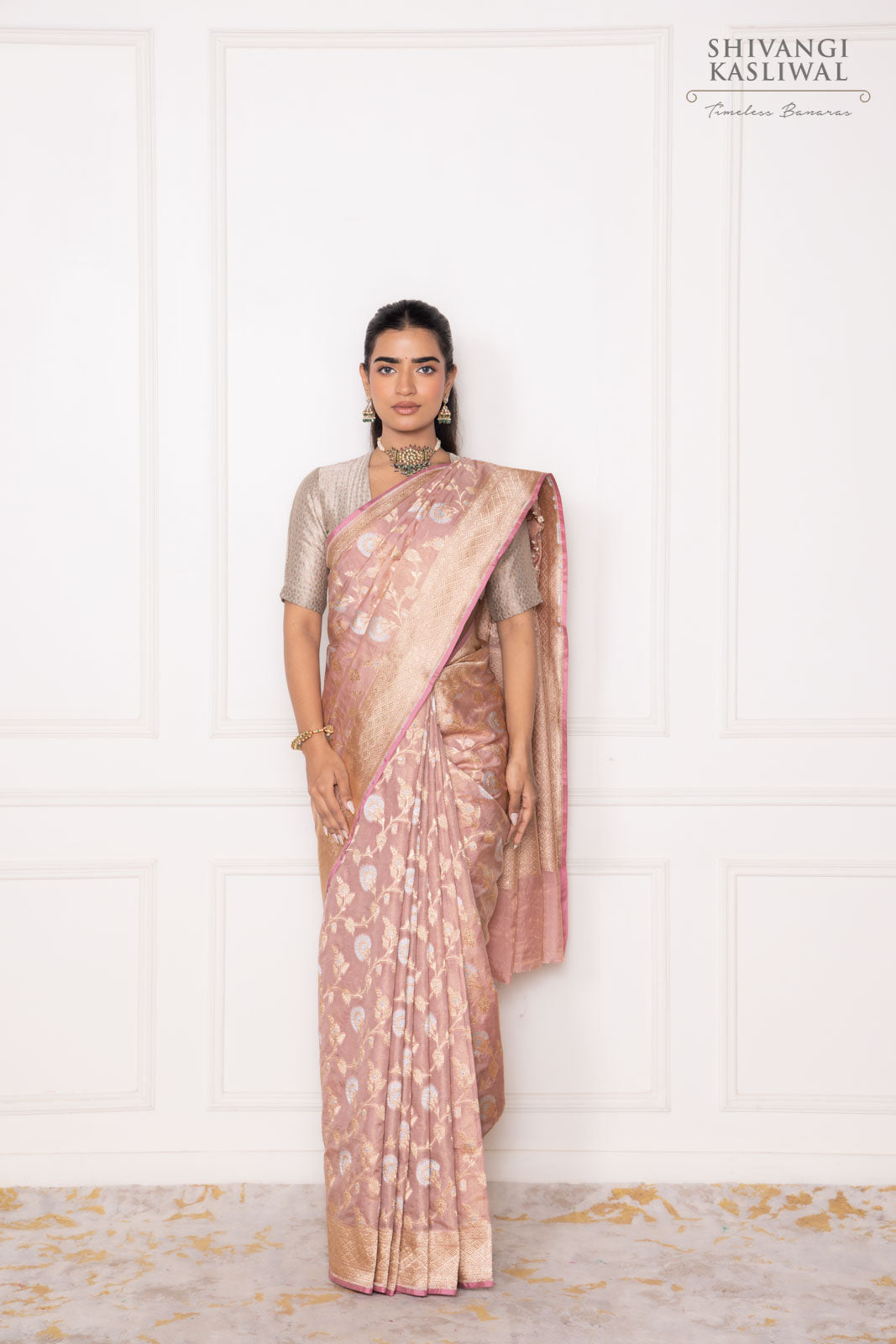 Onion Pink Handwoven Banarasi Silk Saree