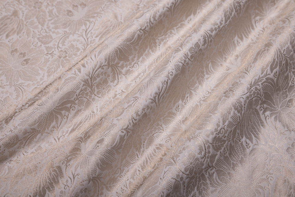 Off-White Handwoven Banarasi Silk Fabric