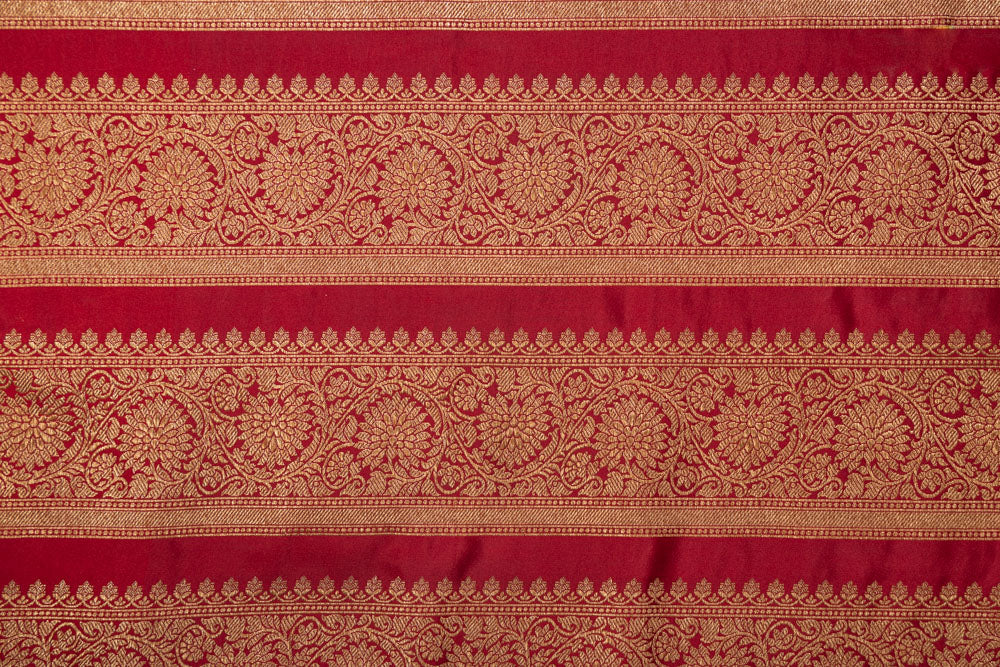Maroon Handwoven Banarasi Silk Fabric
