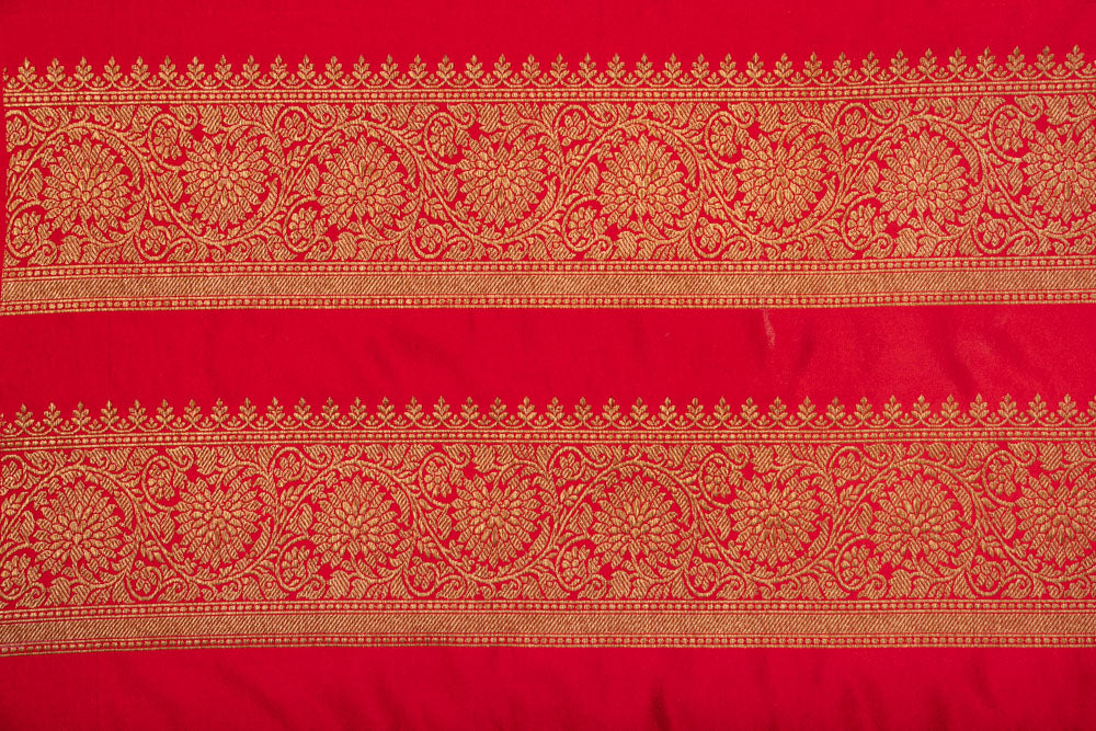 Red Handwoven Banarasi Silk Fabric