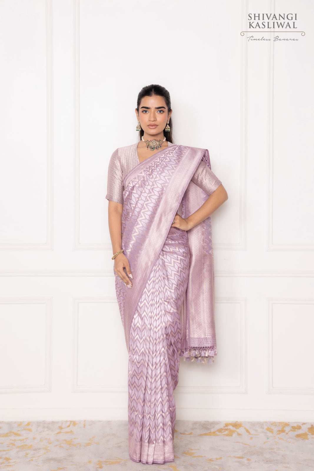 Lavender Handwoven Banarasi Silk Saree