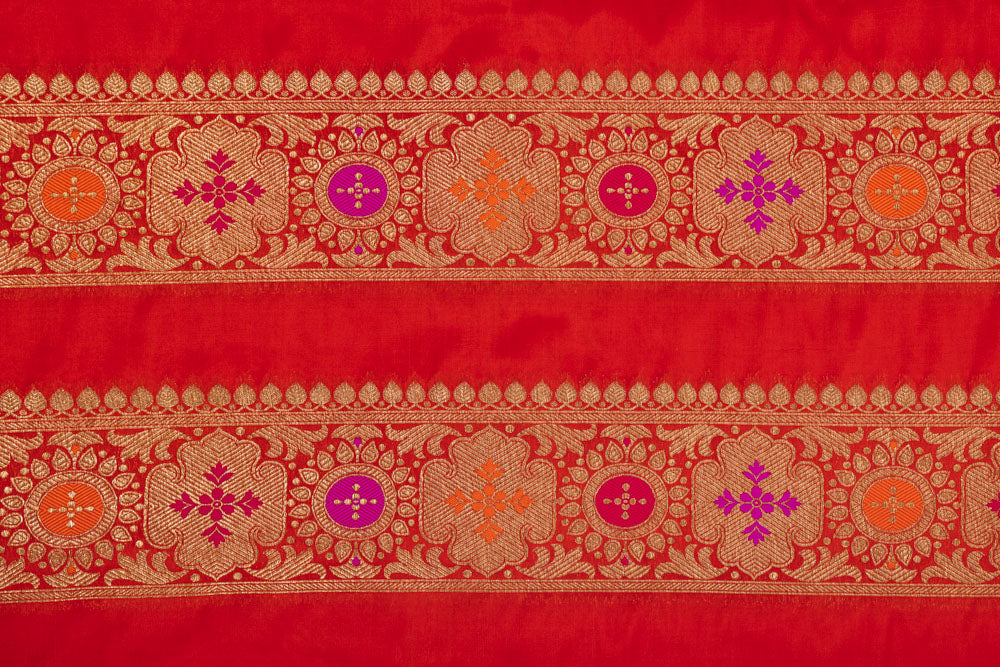 Red Handwoven Banarasi Silk Fabric